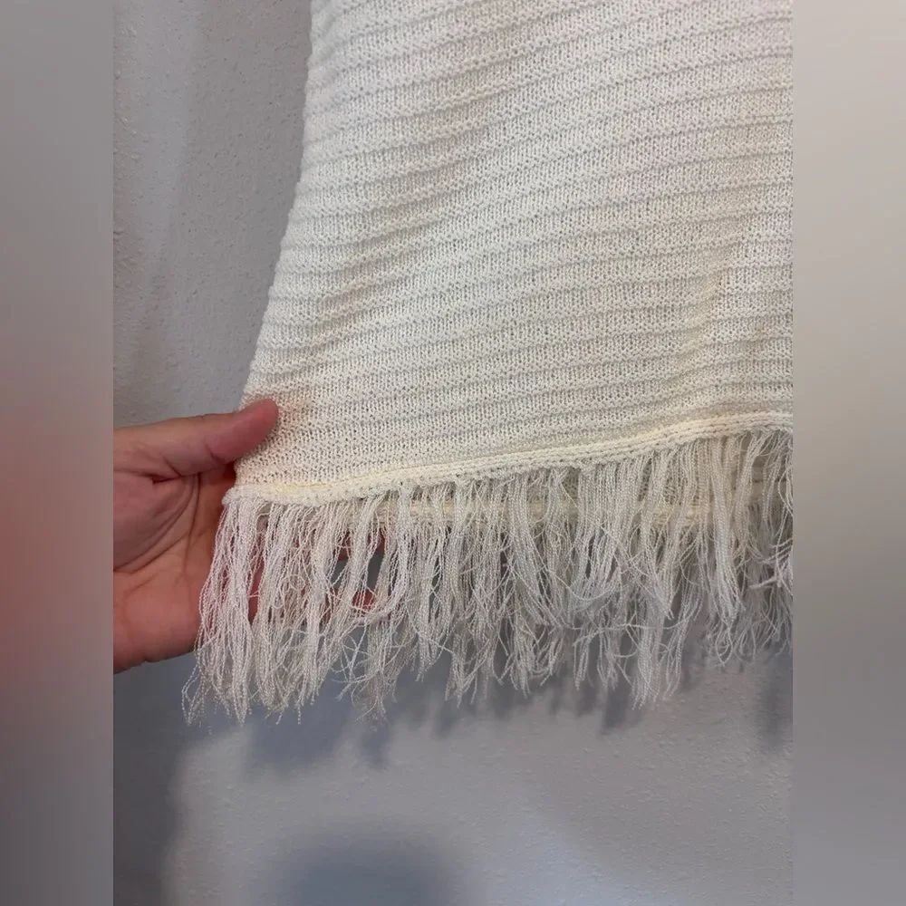 Sadie and Sage Sheer Cream Fringe Hem Tank Top - Picture 2 of 6